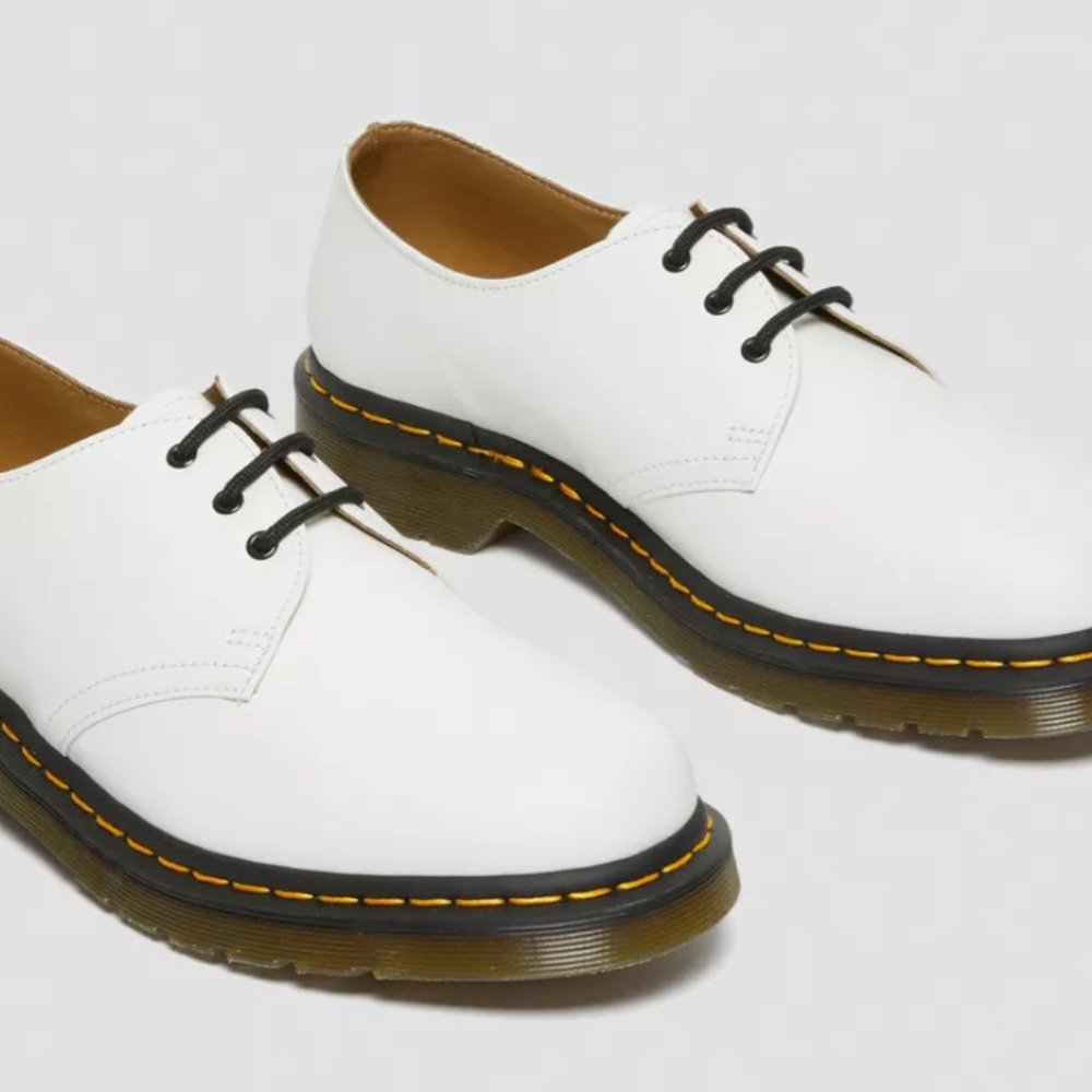 Dr. Martens White Oxfords with Black Laces
